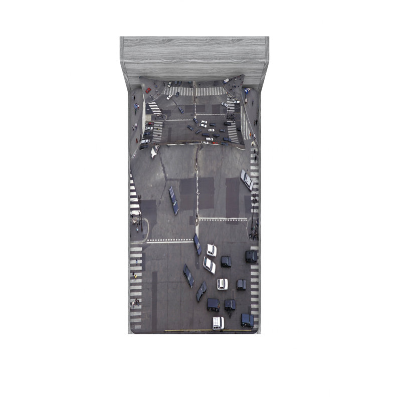 Ensemble de draps Road Intersection Paris France, Ensemble de draps pour lit simple avec drap-housse