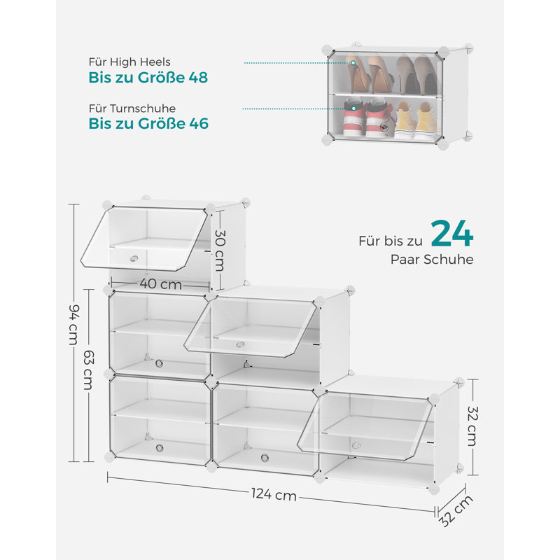 Shoe Rack, White, 37" H x 32.7" W x 12.6" D