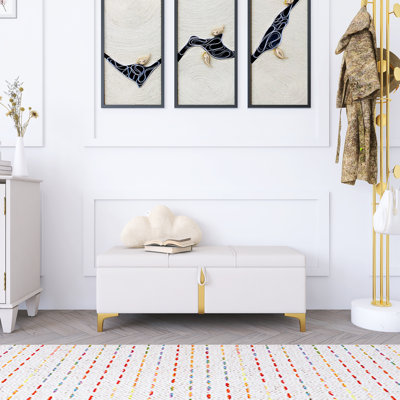 Élégant repose-pieds avec rangement et banc de rangement avec pieds en métal pour la chambre à coucher