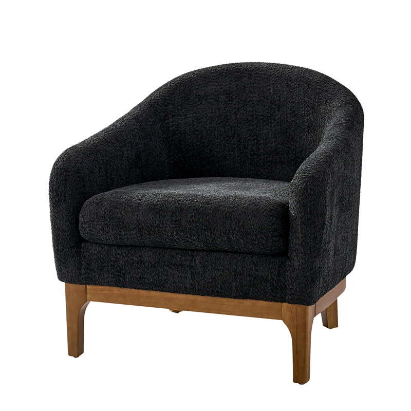 Joseph Modern Boucle Armchair Chair with Barrel Back, Black