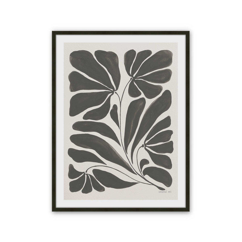 Blooming Joy II by - Wrapped Canvas Print, 32" H x 24" W, Open Corner Framed Print Paper with Mat, Black