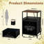 Table de chevet 2 tiroirs avec station de charge, table de chevet de chambre à coucher avec ports USB et prises ouvertes - tablette noire