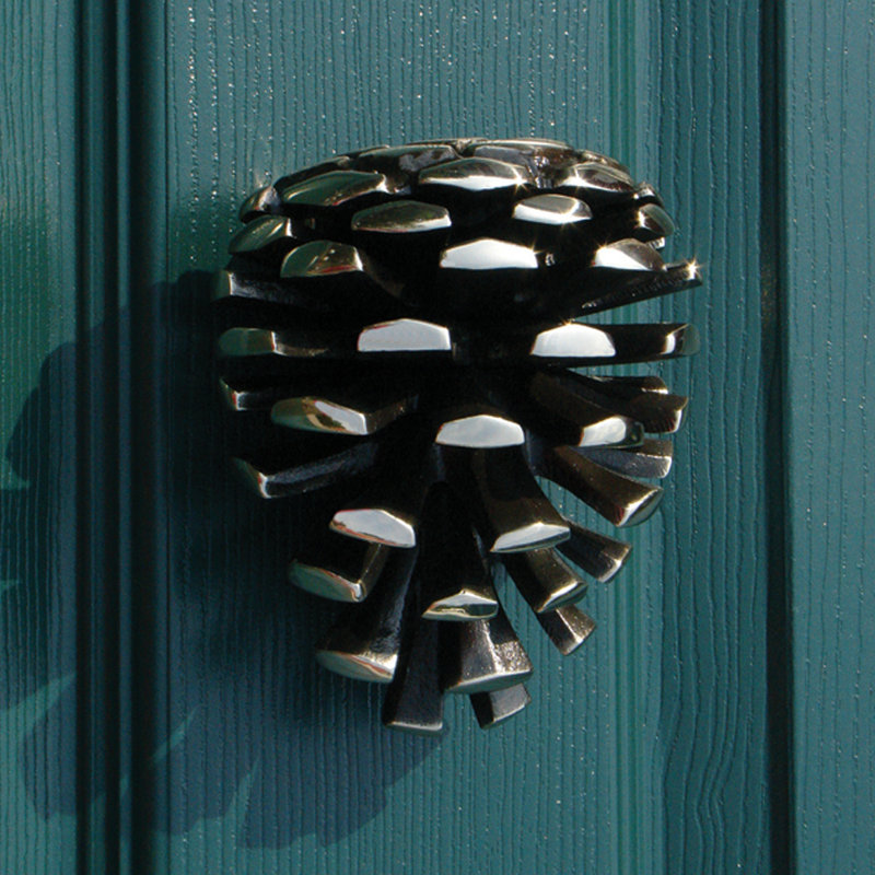 Heurtoir de porte pomme de pin, Argent nickel, H 4,5 po x l 3 po x p 3 po