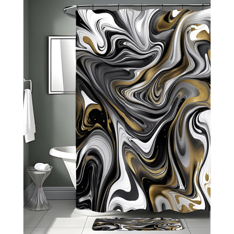 Abstract Shower Curtain, 83" H x 70" W