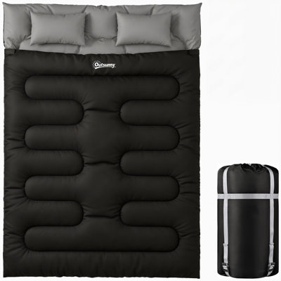 Outsunny Double Sleeping Bag with 2 Pillows 220 x 160 cm