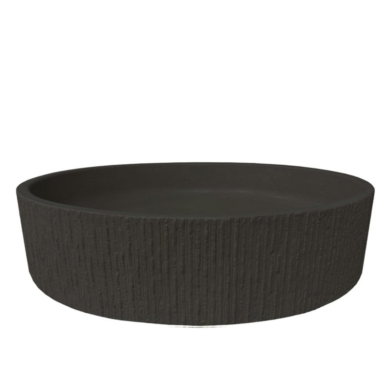 Trueform Concrete Groov 16'' Concrete Circular Bathroom Sink, Carbon, Brushed Nickel