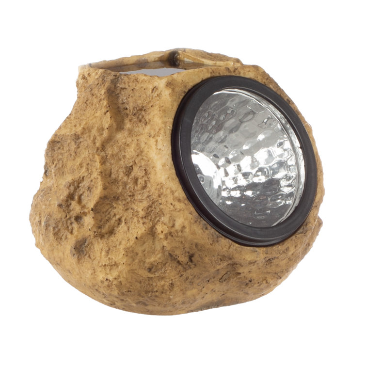 Solar Outdoor Lights - 4-Pack Of All-Weather Faux-Stone LED Rock Lights For Paths, Gardens, And Landscaping By Pure Garden (Brown)