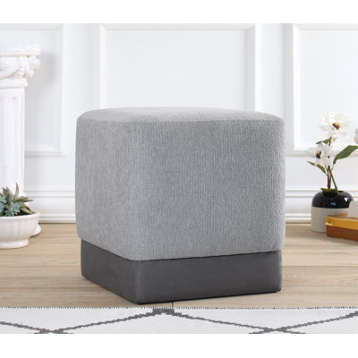Élégant pouf gris avec pieds en bois de 17,7 po x 17,7 po x 17,7 po | 50% coton / 50% lin, 35 éponges orthopédiques avec une épaisseur de 2,4 pouces | Décoration élégante et confortable pour le salon ou la chambre à coucher