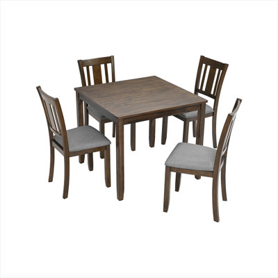 4 Person Square Wooden Dining Table, Walnut, Elegant 4 Build