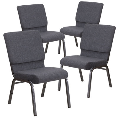 Marulka 18.5"W Stacking Church Chair in Fabric - Copper Vein Frame