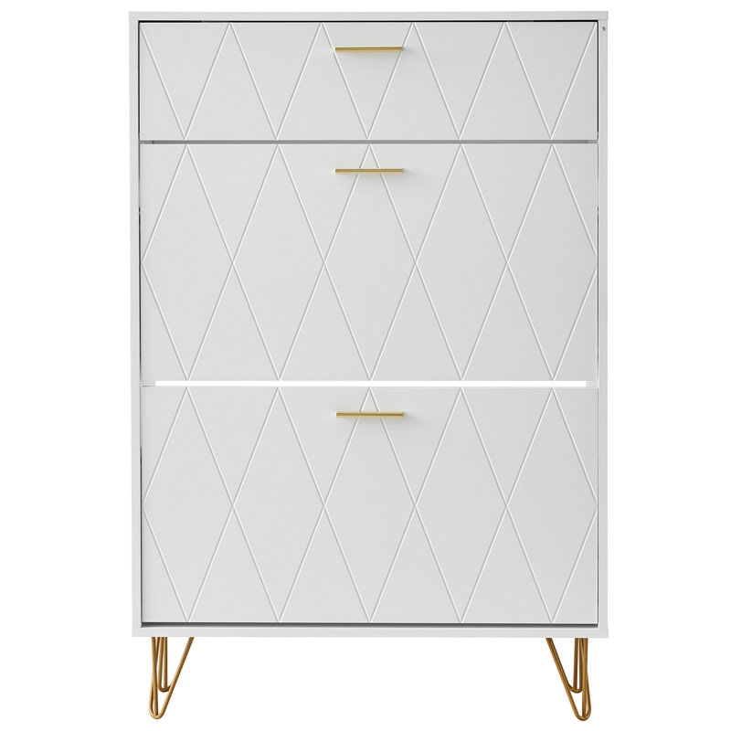 Armoire à chaussures avec 3 tiroirs rabattables, armoire de rangement de chaussures pour le vestibule, range-chaussures autoportant pour talons