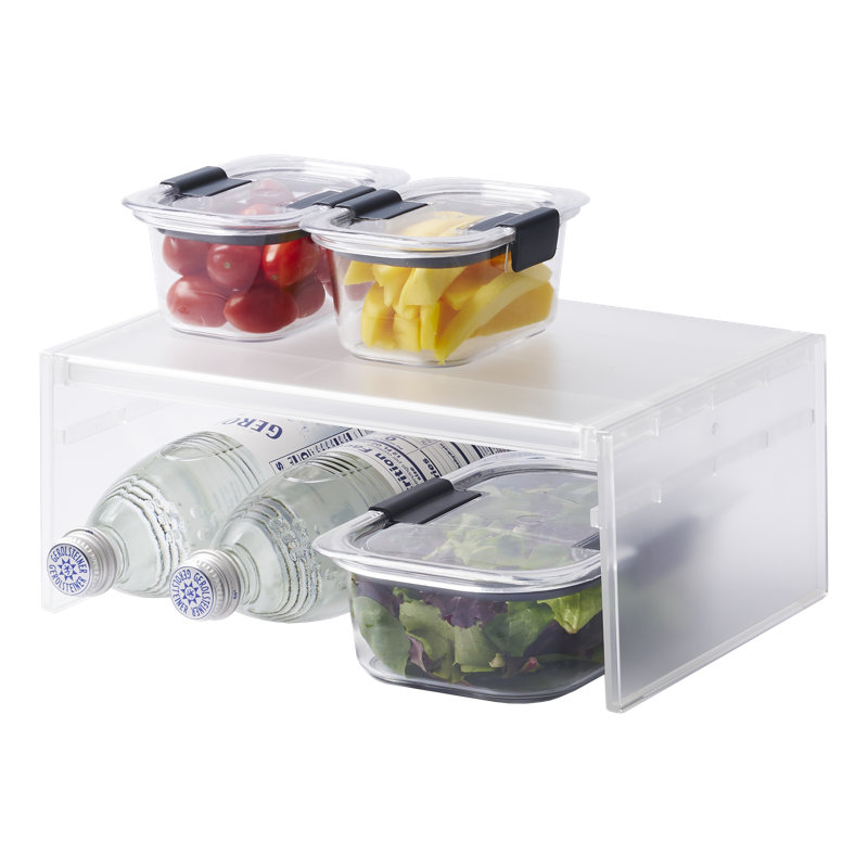 White Expandable Plastic Refrigerator Riser Shelf