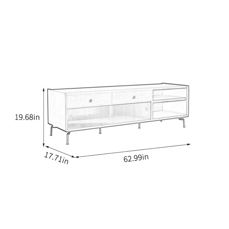 Meuble télé en bois de style médiéval, H 19,68 po x L 62,99 po x l 17,71 po, Brun