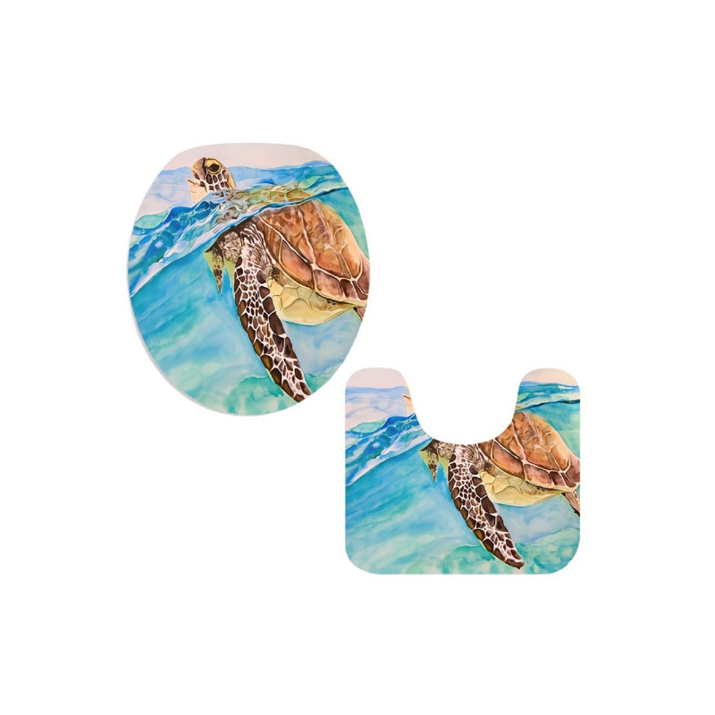 Tapis de bain à motif de tortue rétro, Blue Sea Turtle 6
