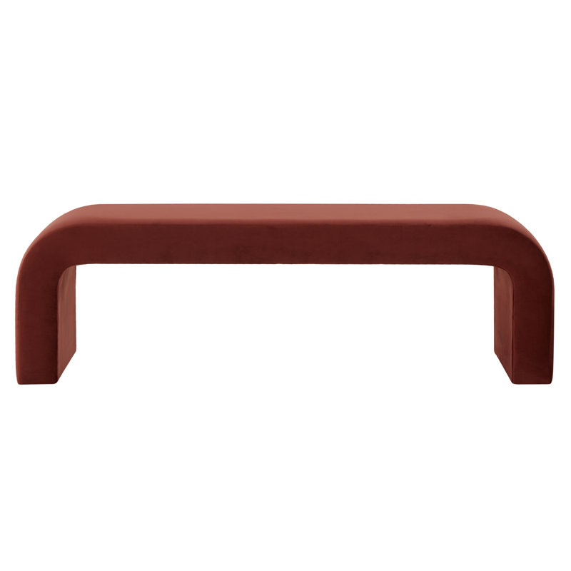 Daine 62" Rust Velvet Upholstered Bench with Sled Legs