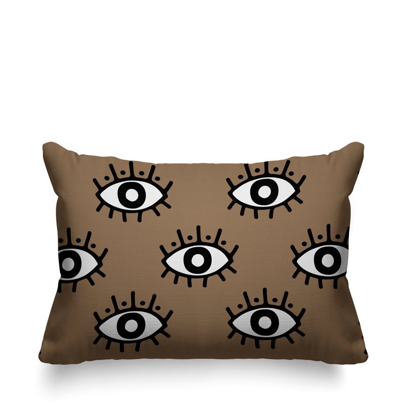 Coussin intérieur / extérieur Ankara Evil Eye, Beige