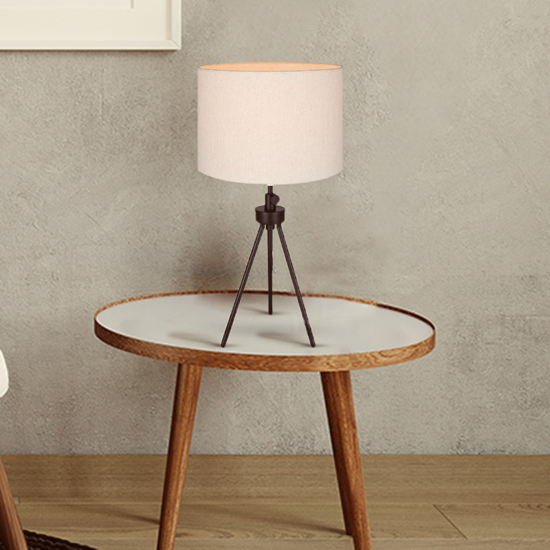 Marcele 1 Light Table Lamp With Matte Black Finish And Natural Cream Shade