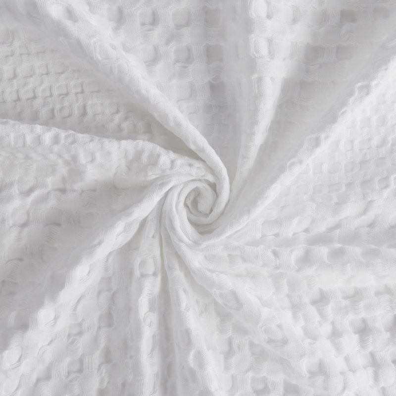 White Waffle Weave Cotton Shower Curtain