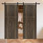 Porte de grange coulissante en panneau de fibres à densité moyenne noyer à 2 panneaux de 18 po x 79 po x 79 po x 18 po avec quincaillerie 18 series-130849402-130849428-130850143