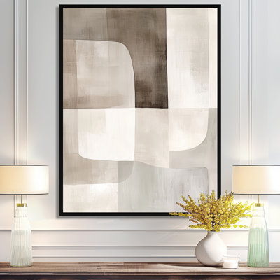 Neutral Abstract Canvas, Minimal Wall Art - Neutral Shapes In Balance, Beige Minimalist Wall Art