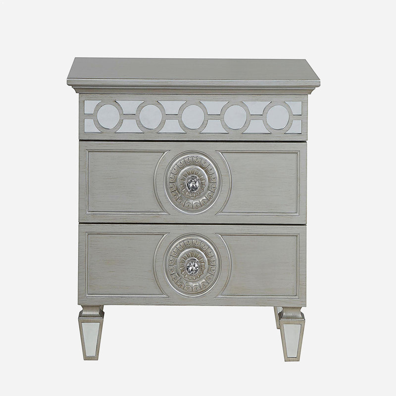 Table de chevet 2 tiroirs Silver