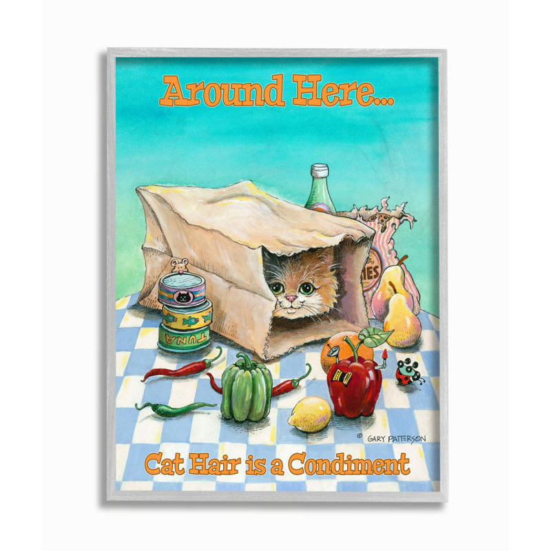 «Cat Hair is a Condiment Funny Pet» par Gary Patterson - impression, Estampe numérique Farmhouse, H 14 po x l 11 po
