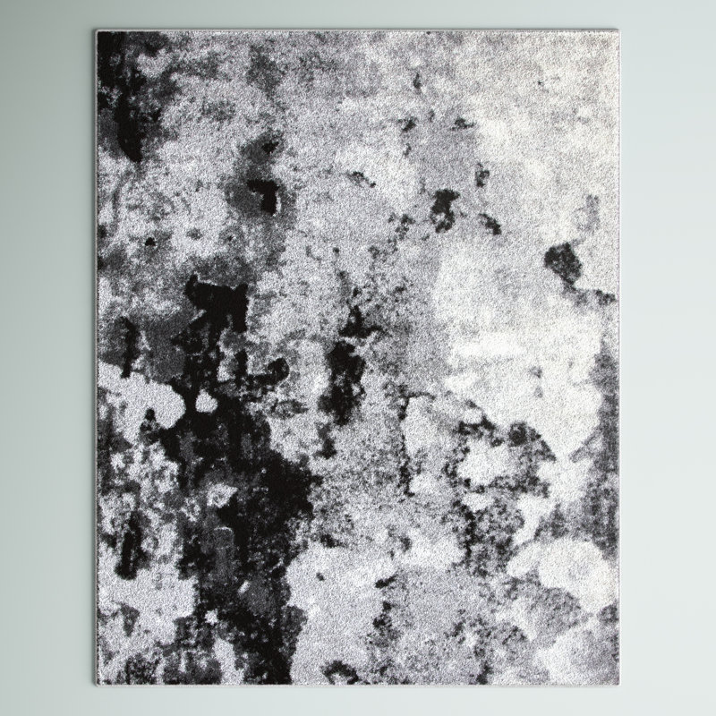 Leonaldo Abstract Machine Made Power Loom Polypropylene Area Rug in Grey/Black, Rectangle 8' x 10'