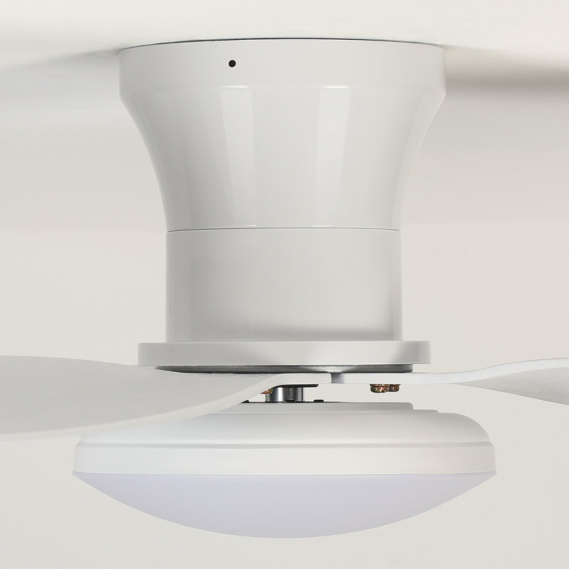 Karlena 40'' Low Profile Dimmable Ceiling Fan with LED Lights and Remote Control (Set of 2), 40" Wide, White, White