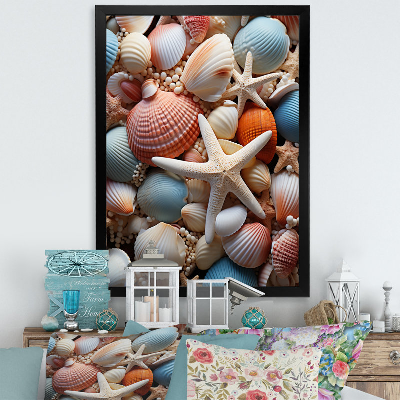 «Beach Photo Seashell Symphony X», reproduction sur toile, H 32 po x l 24 po x P 1 po, Cadre photo noir
