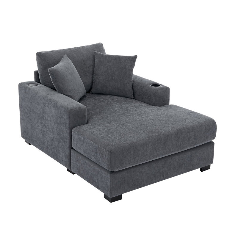 Chaise longue rembourrée Elneda, Bleu / gris