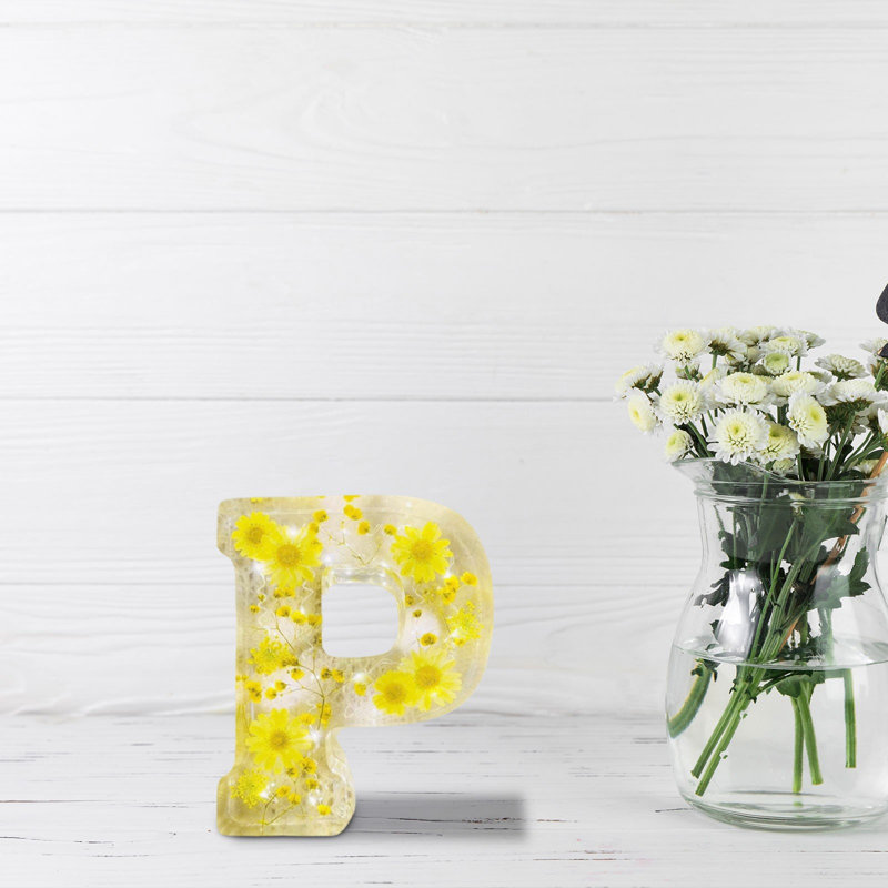 Fleur, veilleuse, fleur, lettre, cadeau de décoration en résine
