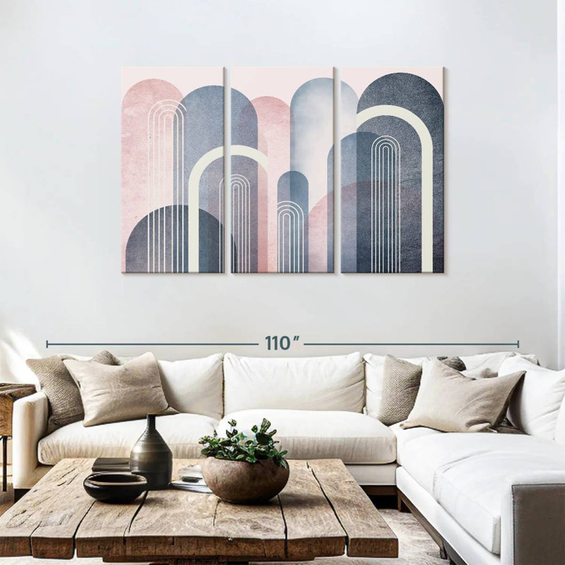 Avery Mid-Century Arches Blush marine, H 48 po x l 74 po