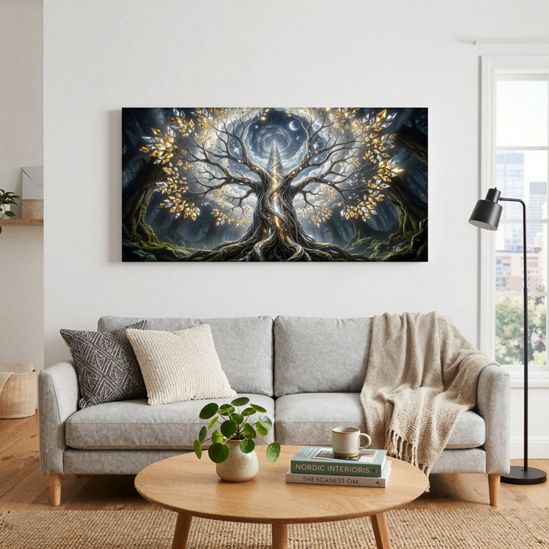 Ensemble de 1 tableau sur toile « Arbre mystique », 32“W x 16”H, Toile tendue