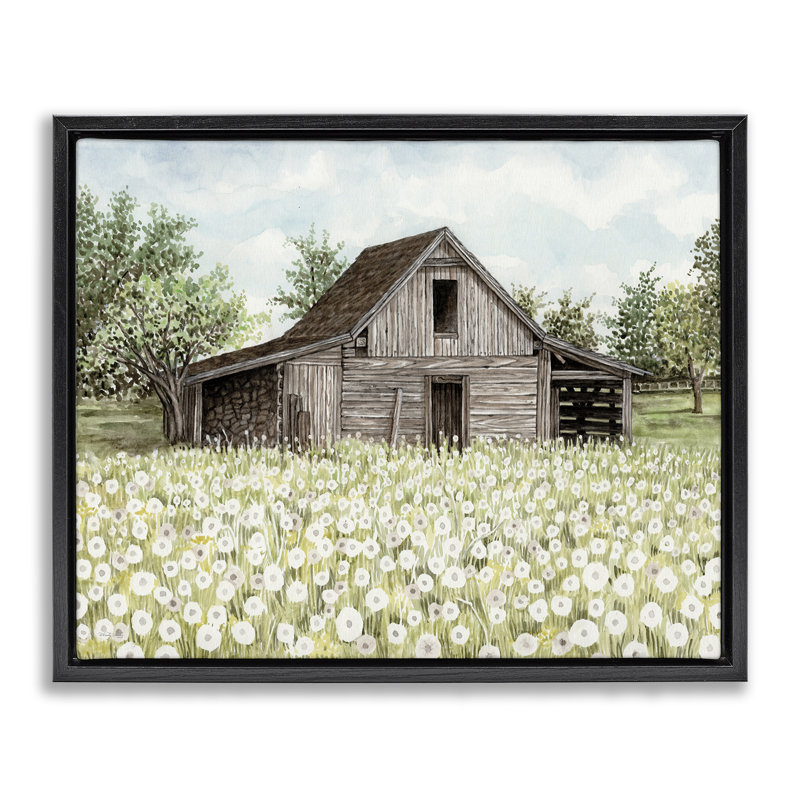 «White Poppy Farm Meadow» par Cindy Jacobs, Cadre flottant noir de jais, H 17 po x l 21 po