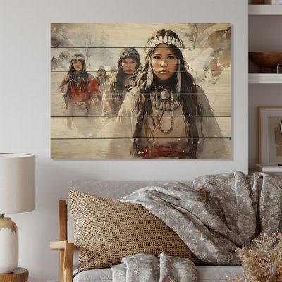 Native Art Winters Dream Portrait sur impression sur bois