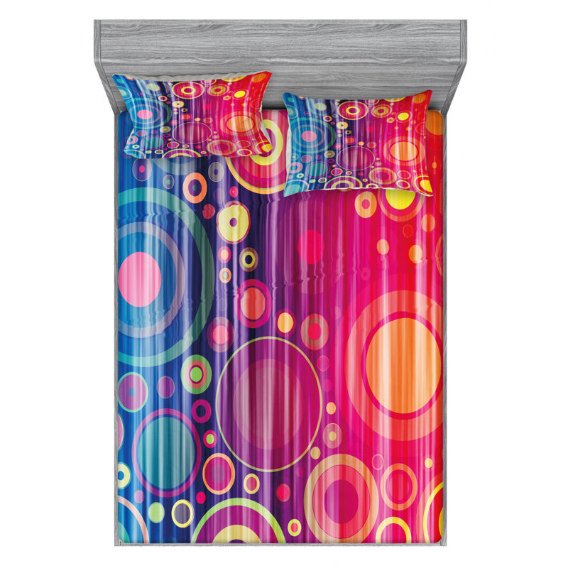 Microfiber Geometric Sheet Set, Queen Sheet Set with Fitted Sheet