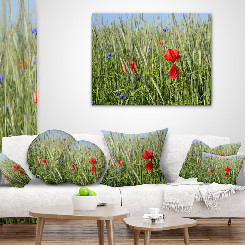 Coussin lombaire imprimé avec coquelicots