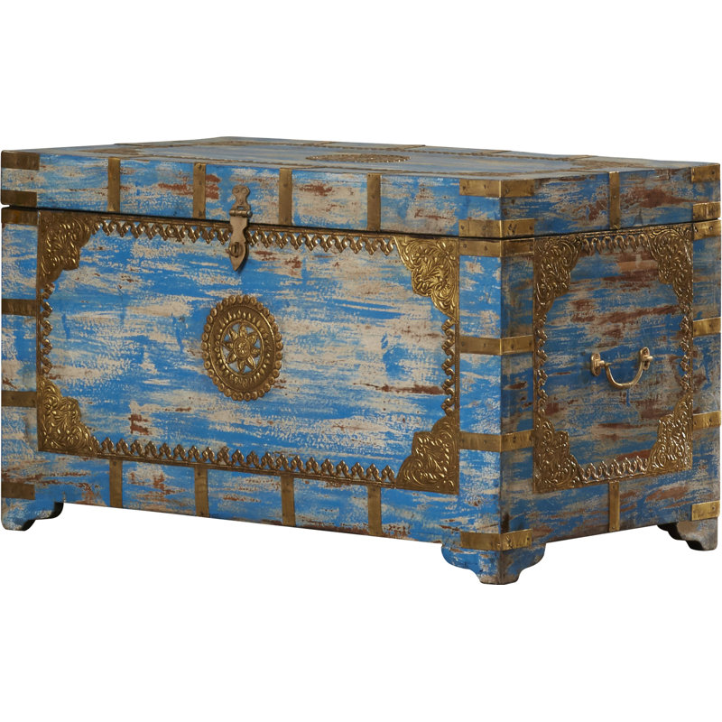 Neela Painted Brass Inlay Storage Trunk
