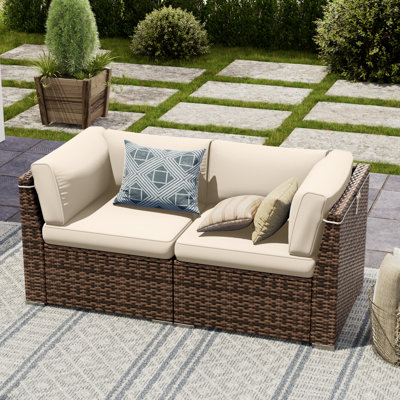 2 Piece Rattan Sectional Seating Group With Cushions by Ebern Designs