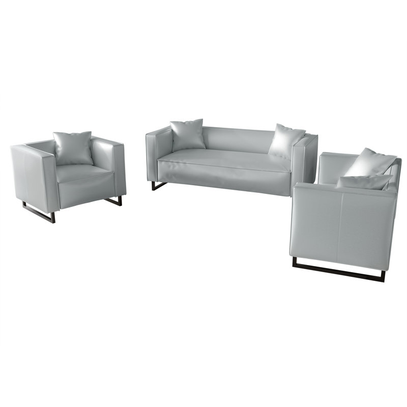 Ensemble de salon 3 pièces Mid-Century, Argent argent