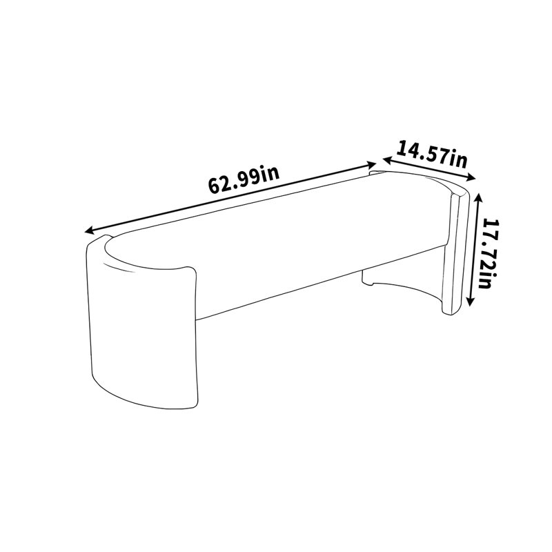 Tabouret simple, H 17,72 po x l 62,99 po x P 14,57 po