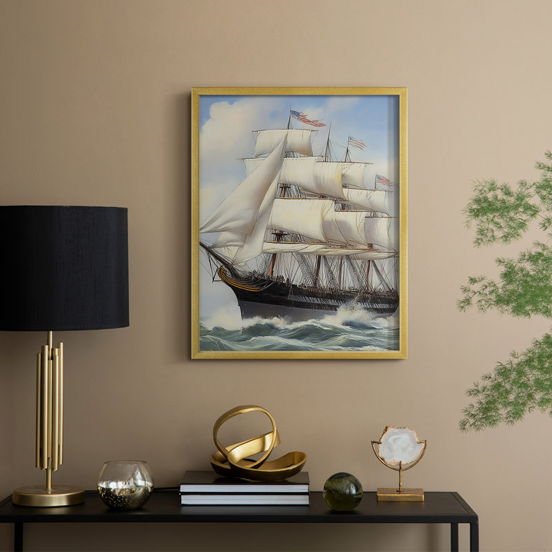 NAUTICAL Series LX, reproduction encadrée - bois massif, H 21 po x l 17 po, Doré