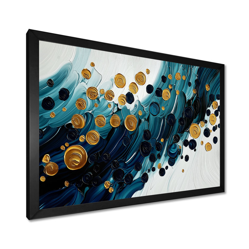 Abstrait aqua abstrait de l'océan II - art mural abstrait grand, Cadre simple, Noir, H 12 po x l 20 po