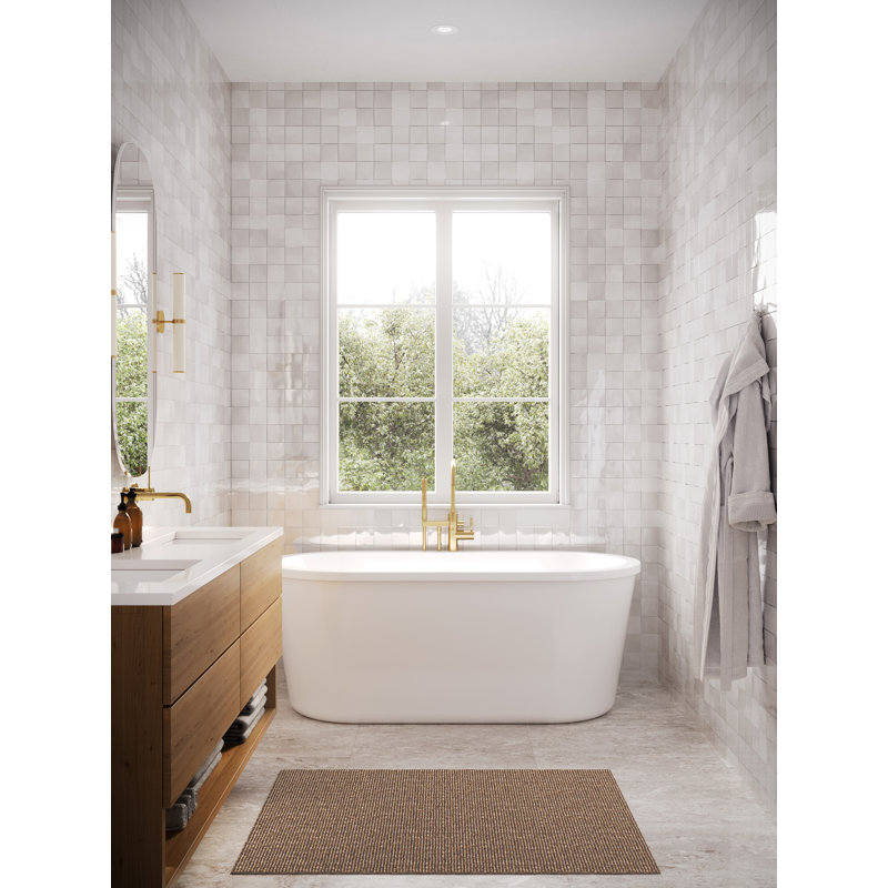 Estee 72'' L Freestanding Soaking Bathtub, Satin Brass