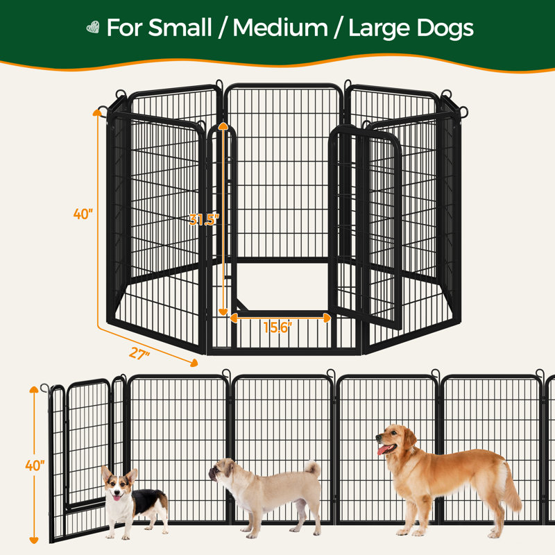 Enclos d'exercice pour chien, H 39,5 po x l 27 po x P 0,60 po