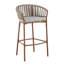 Ensemble de bar de patio en métal durable, finition teck et style moderne pour l'extérieur