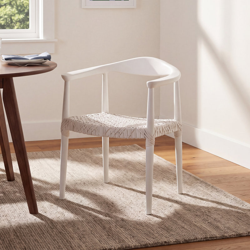 Kazbah Leather Arm Chair, White
