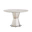 Table de salle à manger ronde en marbre de 47 po, table de cuisine moderne avec plateau en faux marbre ultrabrillant et base en acier inoxydable pour la salle à manger, cuisine (argent, blanc)-2088492605