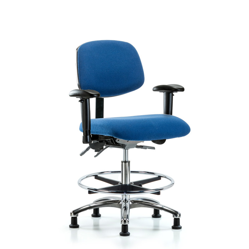 Molly ESD Fabric Drafting Chair, Blue, Glides, Included