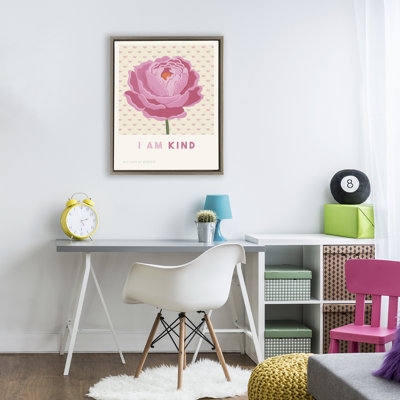 Cadre flottant Peony I Am Kind Affirmation, design par Courtney Haley